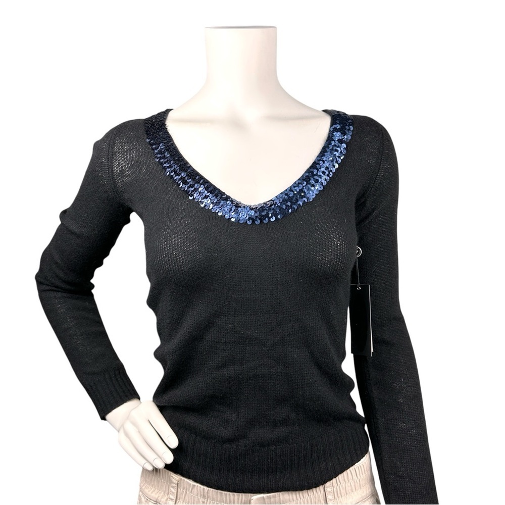 Cashmere Sequined Christopher Fischer ‎ Sweater Size XS-S Black Old Money Chic